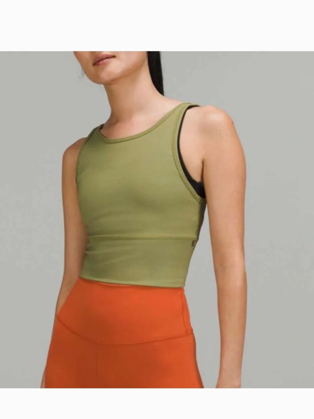 Lululemon Athletica Power Pivot Ribbed Tank Top Green Fits Size 6